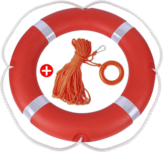 28 inch Boat Safety Throw Ring with Water Floating Lifesaving Rope 98.4FT Set, 2.5 KG International Standard Throw Ring, Outdoor Professional Throwing Ring Rope Rescue Lifeguard Lifesaving