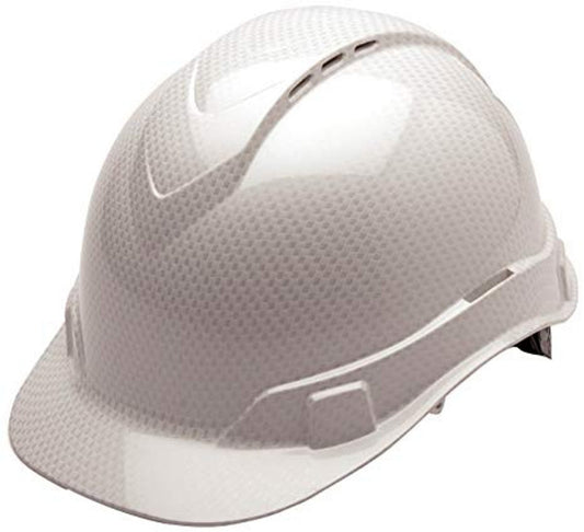 Pyramex Vented Cap Style Ridgeline Hard Hat Shiny White Pattern - 6 Point Ratchet Suspensions