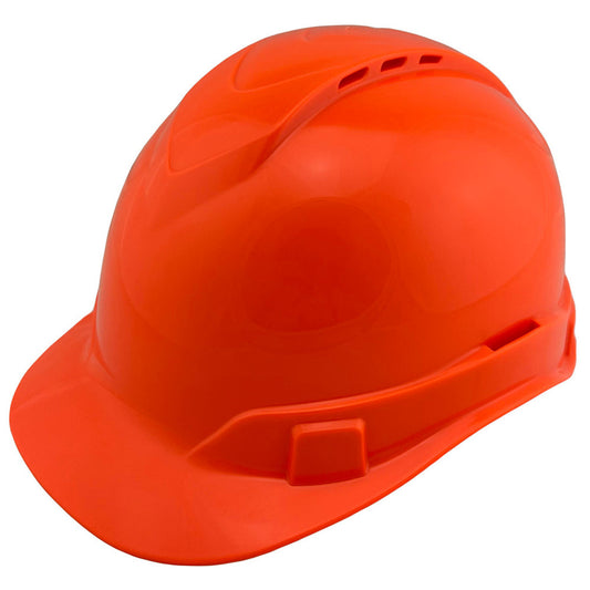 Pyramex Ridgeline Vented Hi-Viz Orange Cap Style Hard Hat - 6 Point Suspensions