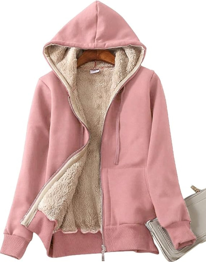 Unisex Boys Girls Kid's Winter Sherpa Lined Zip Up Sweatshirt Jacket Hoodie