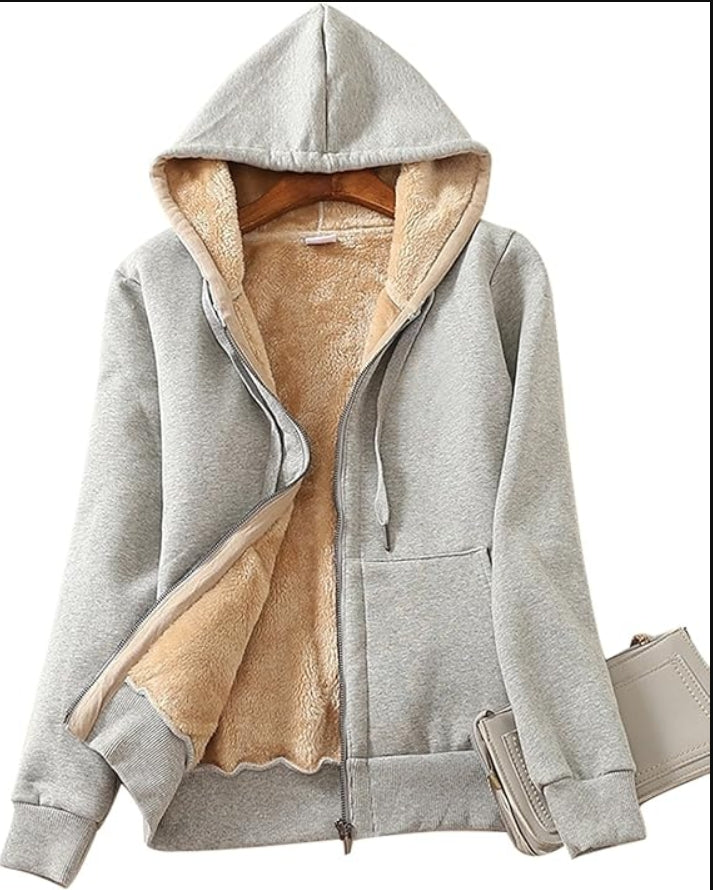 Unisex Boys Girls Kid's Winter Sherpa Lined Zip Up Sweatshirt Jacket Hoodie